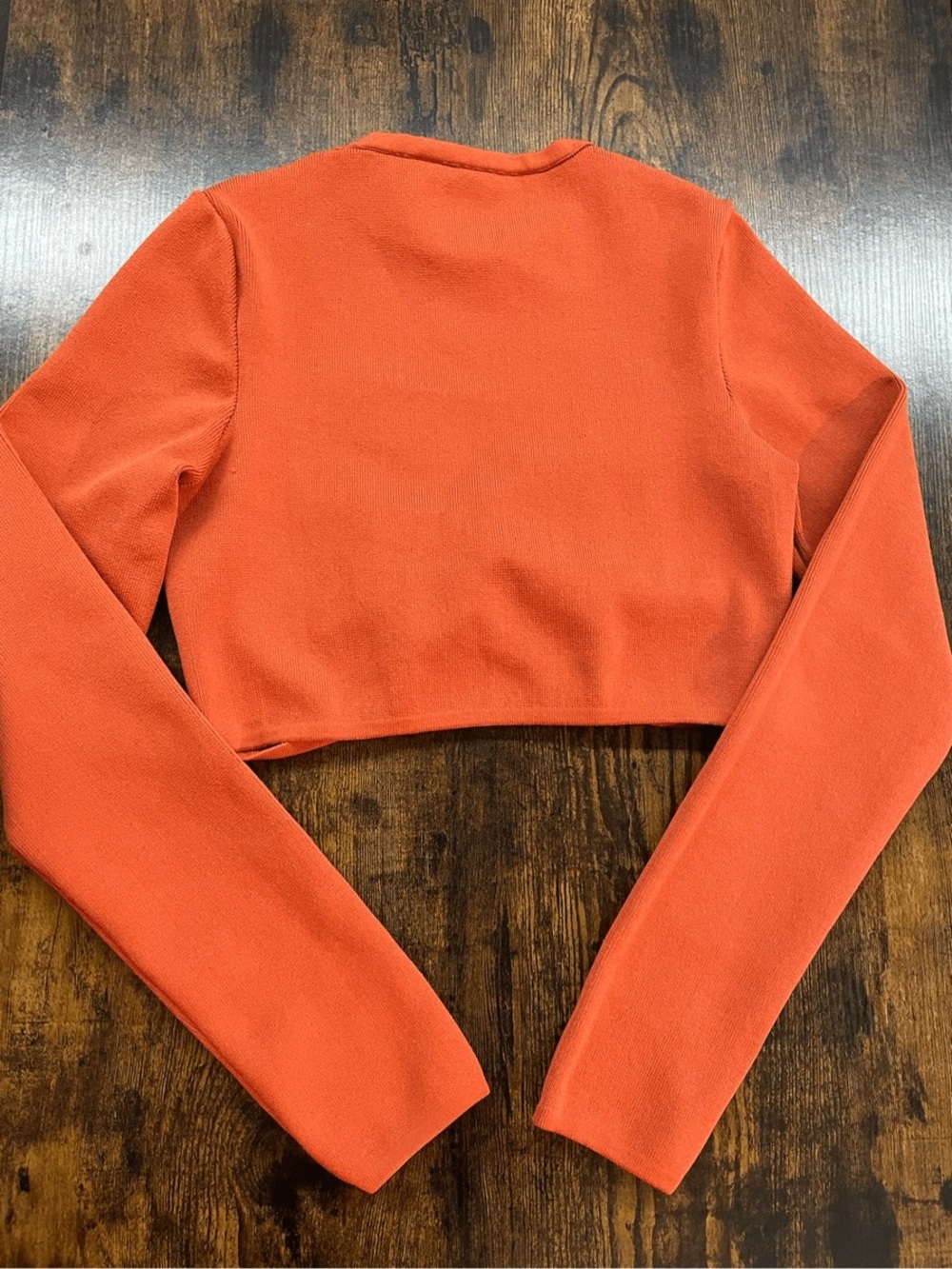 Zara Rust Long Sleeve Cropped Ruched Top - Picture 7 of 7
